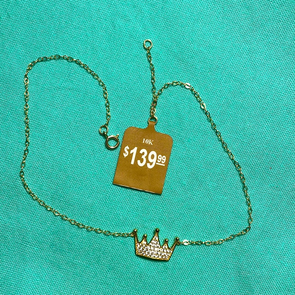 10k yellow gold anklet with cubic zirconia